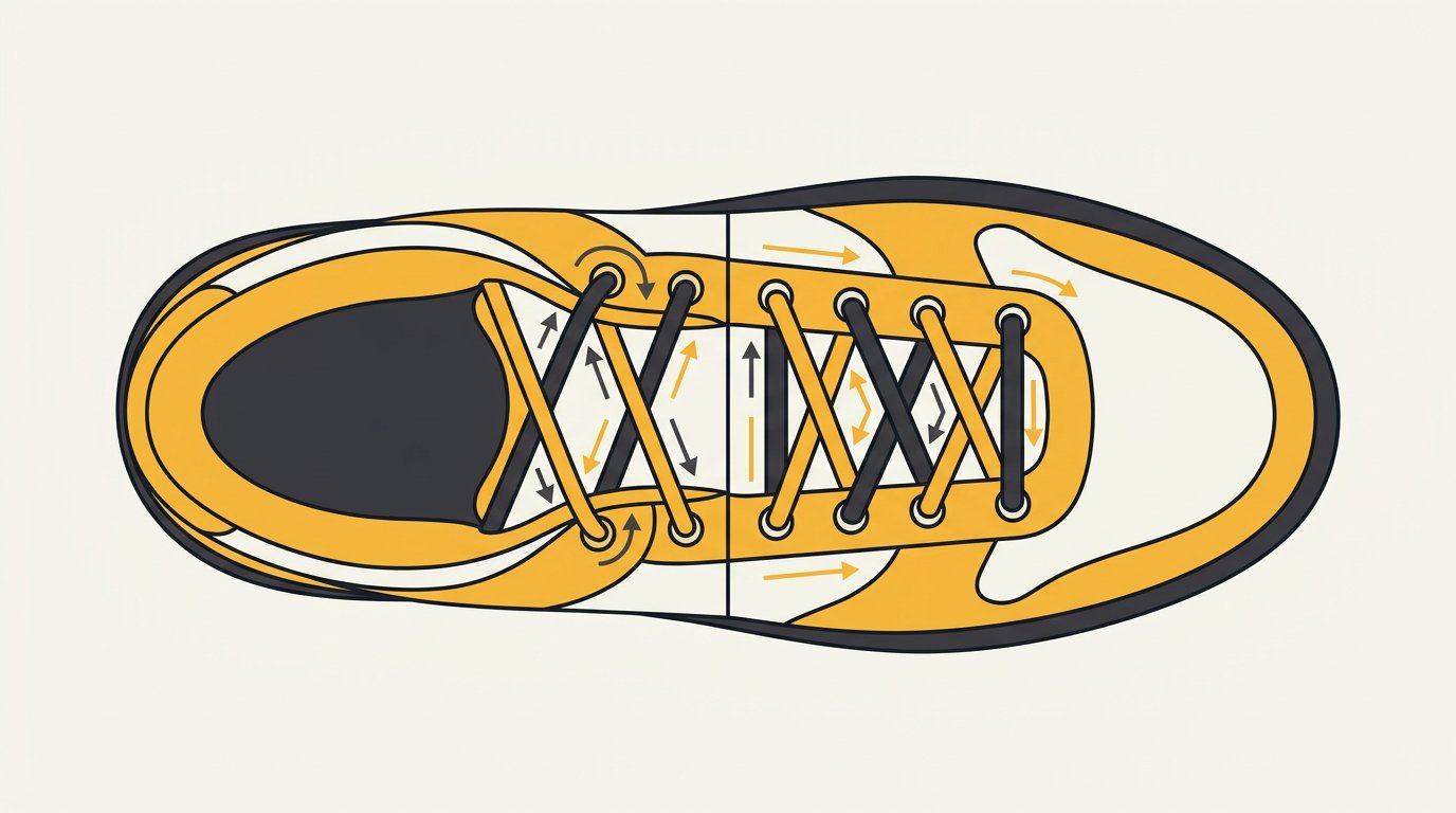 Illustration of different sneaker lacing patterns